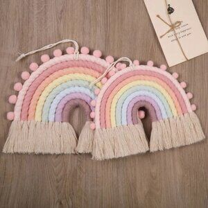 Rainbow woven macrame wall decor tapestry bedroom living room hanging Medium